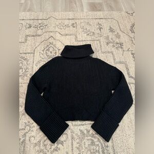 Black Ribbed Cropped Sweater
